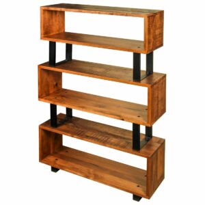 B151203RSRH Bookcase, nevaeh, 3 tier, rough sawn rustic hickory