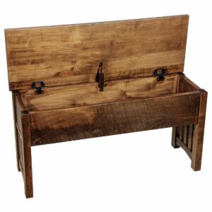 M099996RS Rough Sawn Brown Maple Mission Storage Bench