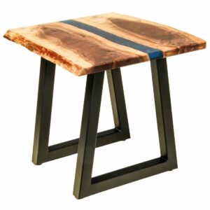 R060002 Richelie End Table with Walnut river table top & triax base
