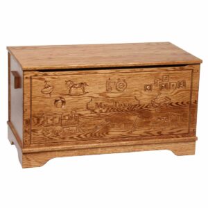 T152535 Toy Chest Carved Oak Closed